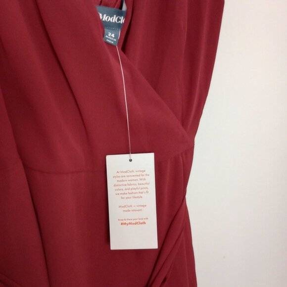 Modcloth Effortless Elegance Faux-Wrap Burgundy Long Dress - Picture 5 of 11
